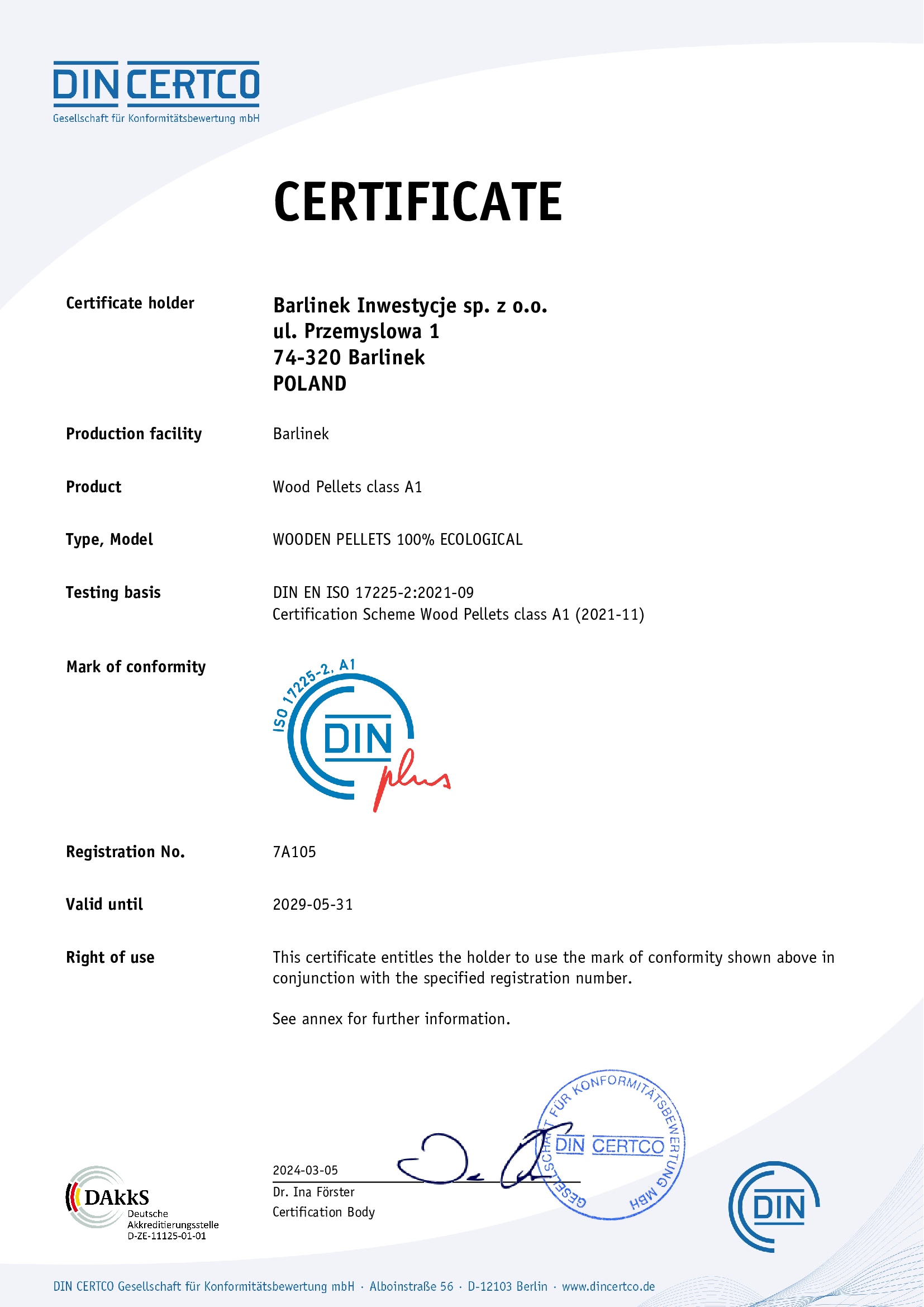 Certyfikat DinPlus