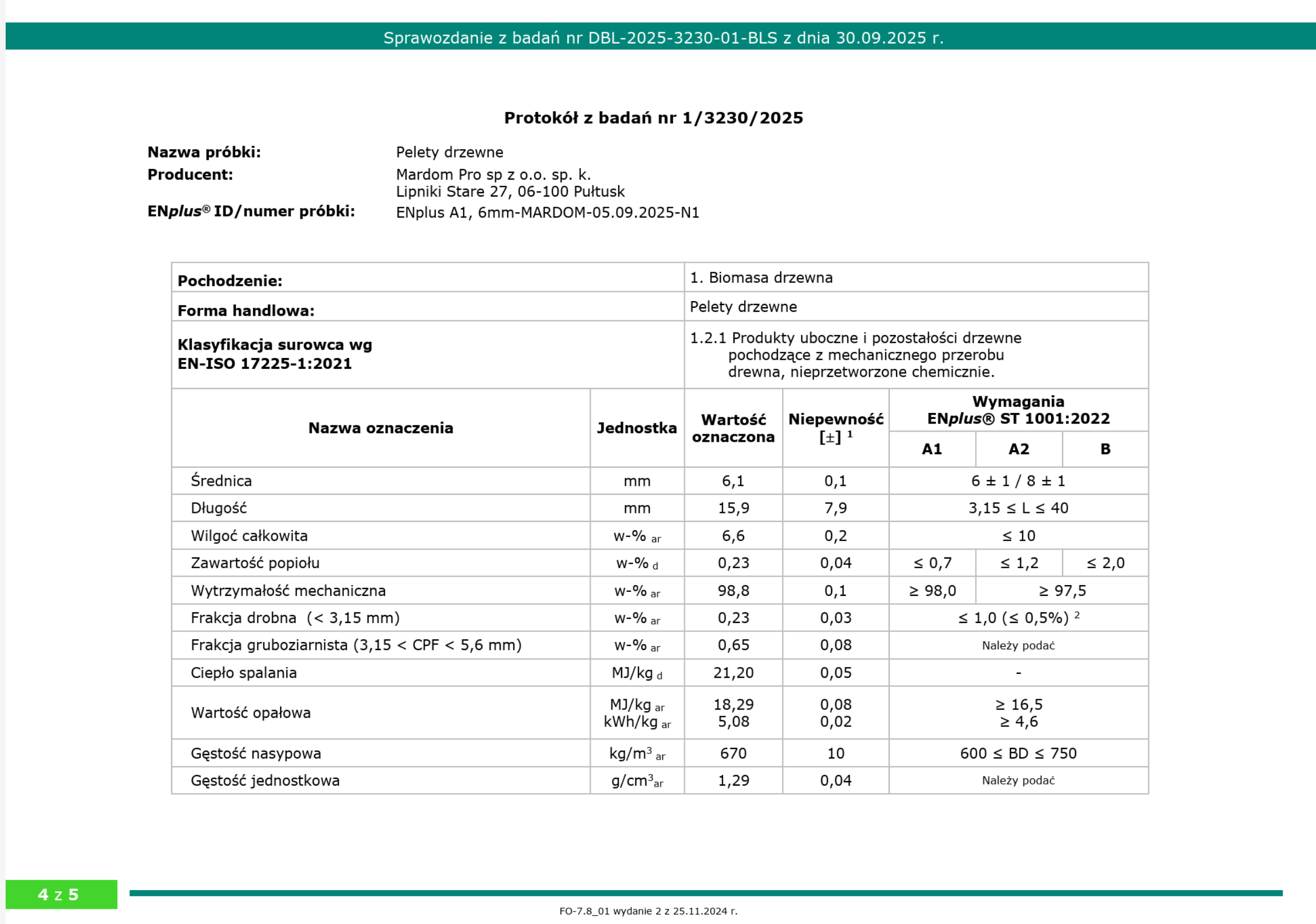 Badania pellet drzewny Hiton