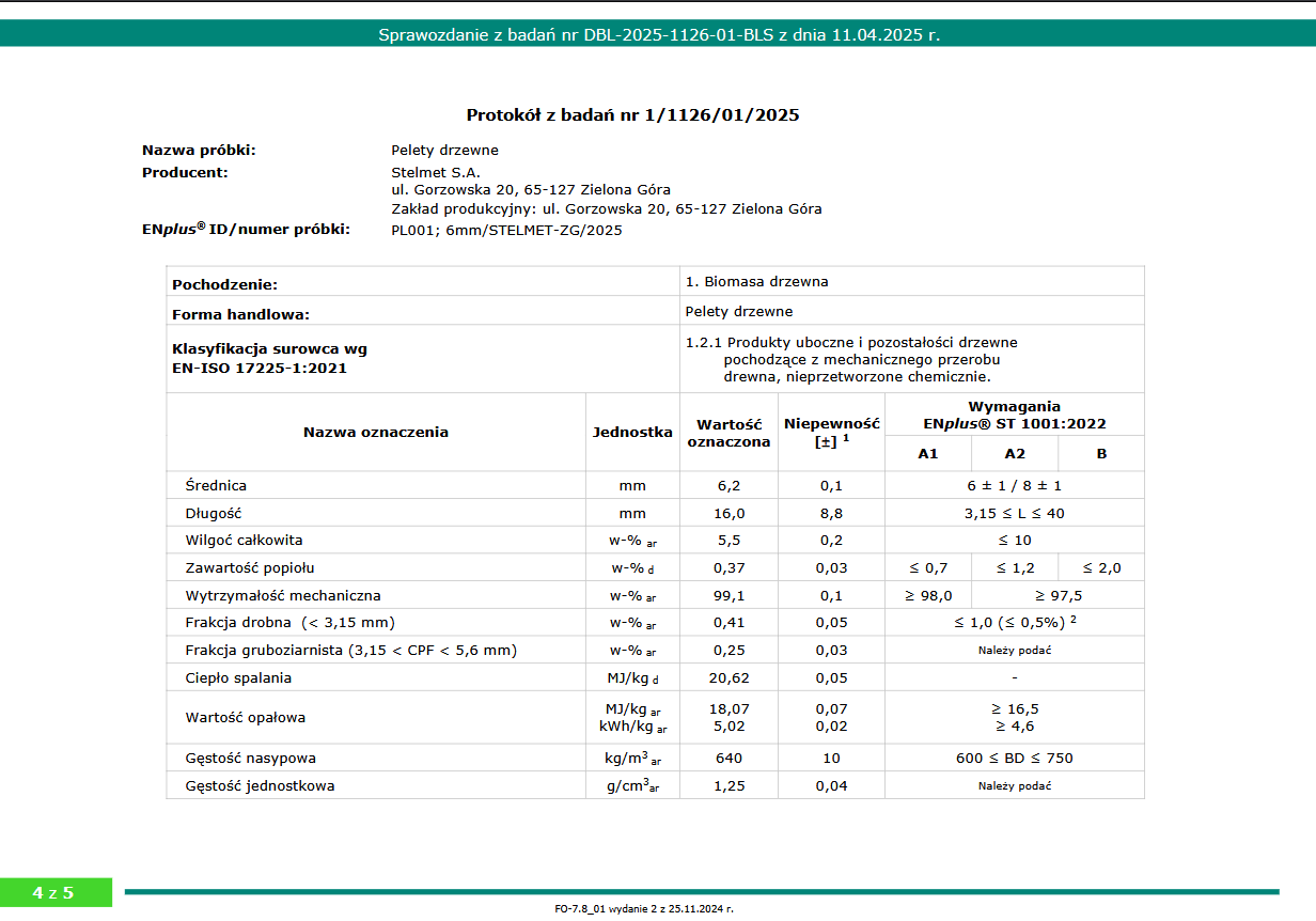 Badania pelletu Olimp